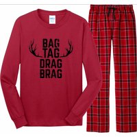 Bag Tag Drag Brag Funny Deer Hunting Design Long Sleeve Pajama Set