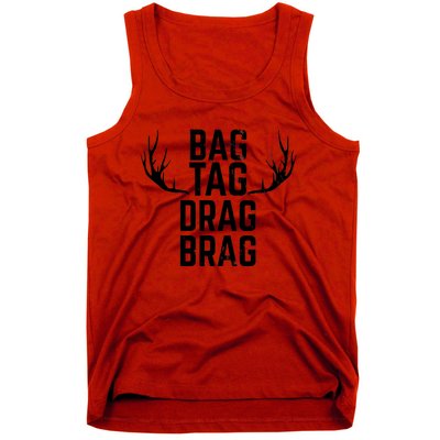 Bag Tag Drag Brag Funny Deer Hunting Design Tank Top