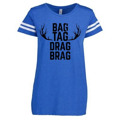 Bag Tag Drag Brag Funny Deer Hunting Design Enza Ladies Jersey Football T-Shirt