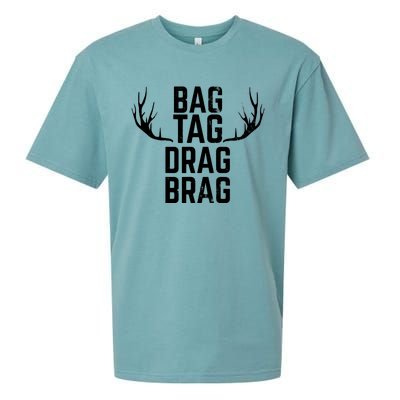 Bag Tag Drag Brag Funny Deer Hunting Design Sueded Cloud Jersey T-Shirt