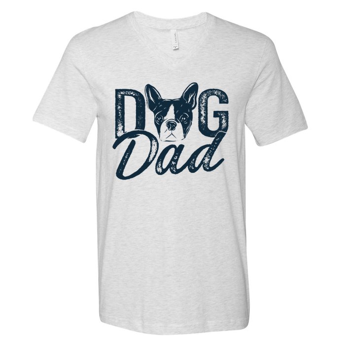 Boston Terrier Dog Dad V-Neck T-Shirt