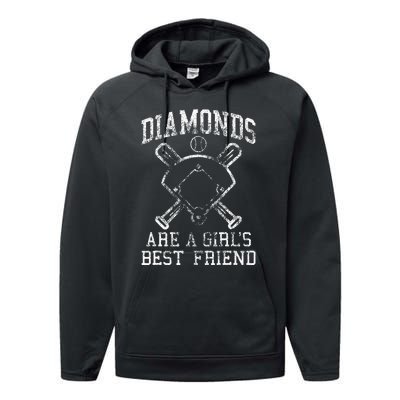 Baseball Tee Diamonds Are A Best Friend Baseball Performance Fleece Hoodie