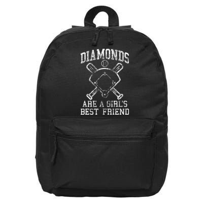 Baseball Tee Diamonds Are A Best Friend Baseball 16 in Basic Backpack