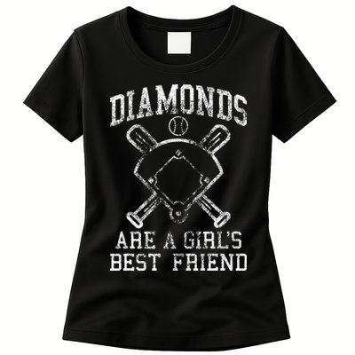 Baseball Tee Diamonds Are A Best Friend Baseball Womens T-Shirt