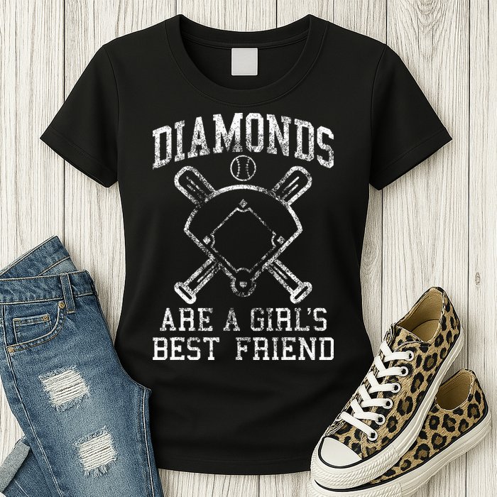 Baseball Tee Diamonds Are A Best Friend Baseball Womens T-Shirt