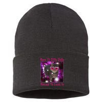 Born To Dilly Dally Forced To Lock In Cat Meme .Png Sustainable Knit Beanie
