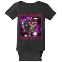 Born To Dilly Dally Forced To Lock In Cat Meme .Png Baby Bodysuit