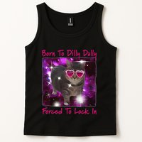 Born To Dilly Dally Forced To Lock In Cat Meme .Png Tank Top
