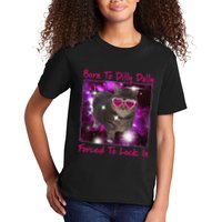 Born To Dilly Dally Forced To Lock In Cat Meme .Png Kids T-Shirt