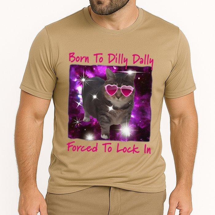 Born To Dilly Dally Forced To Lock In Cat Meme .Png Performance Shirt