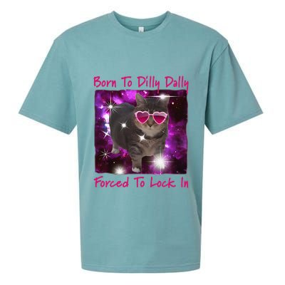 Born To Dilly Dally Forced To Lock In Cat Meme .Png Sueded Cloud Jersey T-Shirt
