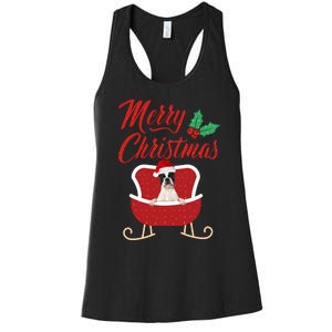 Boston Terrier Dog Merry Christmas Design For The Holiday Season! Women's Racerback Tank