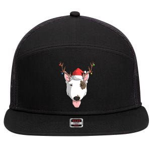 Bull Terrier Dog Santa Claus Hat Christmas Xmas Reindeer Meaningful Gift 7 Panel Mesh Trucker Snapback Hat