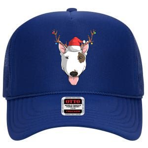 Bull Terrier Dog Santa Claus Hat Christmas Xmas Reindeer Meaningful Gift High Crown Mesh Back Trucker Hat