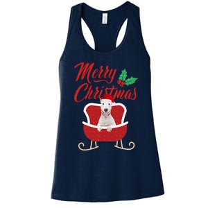 Bull Terrier Dog Merry Christmas Design For The Holiday Season! Women's Racerback Tank