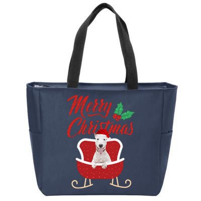 Bull Terrier Dog Merry Christmas Design For The Holiday Season! Zip Tote Bag