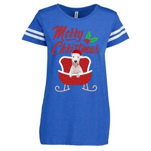 Bull Terrier Dog Merry Christmas Design For The Holiday Season! Enza Ladies Jersey Football T-Shirt