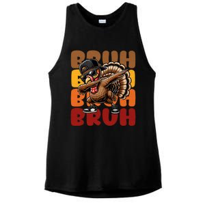 Bruh Turkey Dabbing Thanksgiving Ladies PosiCharge Tri-Blend Wicking Tank