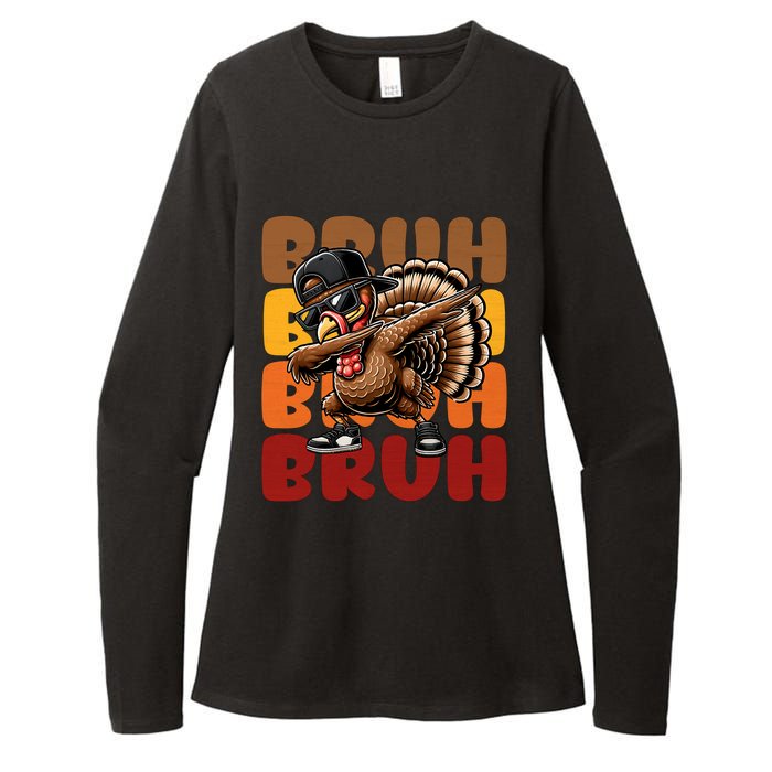 Bruh Turkey Dabbing Thanksgiving Womens CVC Long Sleeve Shirt