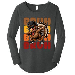 Bruh Turkey Dabbing Thanksgiving Women's Perfect Tri Tunic Long Sleeve Shirt