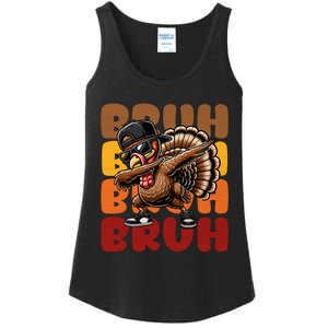 Bruh Turkey Dabbing Thanksgiving Ladies Essential Tank