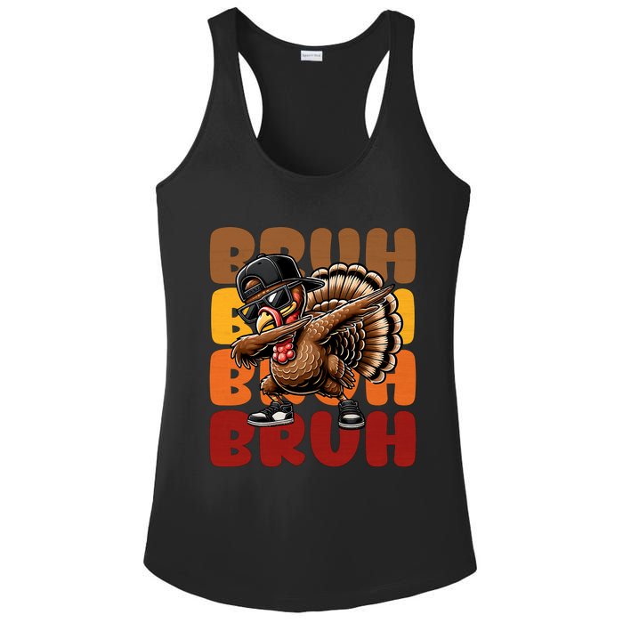 Bruh Turkey Dabbing Thanksgiving Ladies PosiCharge Competitor Racerback Tank