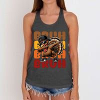 Bruh Turkey Dabbing Thanksgiving Women's Knotted Racerback Tank