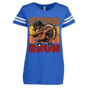 Bruh Turkey Dabbing Thanksgiving Enza Ladies Jersey Football T-Shirt