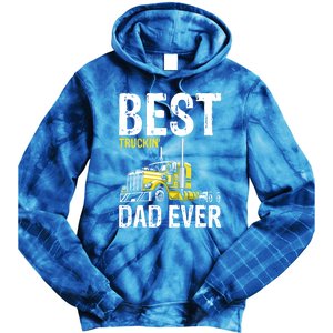 Best Truckin' Dad Ever Truck Driver Father Gift Tie Dye Hoodie