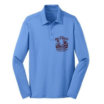 Born To Dilly Dally Forced To Pick Up The Pace Sloth Snail Silk Touch Performance Long Sleeve Polo