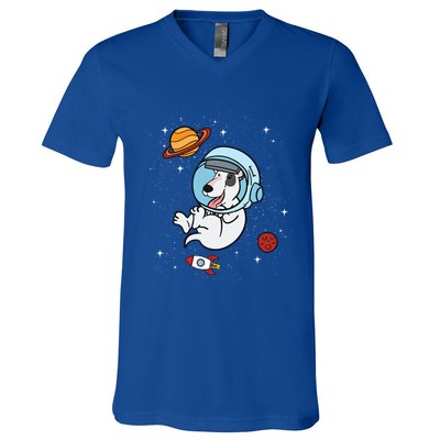 Bull Terrier Dog Astronaut Space Universe Galaxy Gift V-Neck T-Shirt