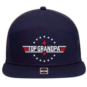 Top Grandpa Shirt Father's Day Birthday 7 Panel Mesh Trucker Snapback Hat