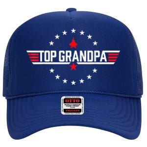 Top Grandpa Shirt Father's Day Birthday High Crown Mesh Back Trucker Hat