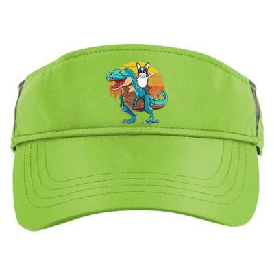 Boston Terrier Dog Riding Dinosaur T Rex Adult Drive Performance Visor