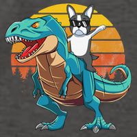 Boston Terrier Dog Riding Dinosaur T Rex Vector Backpack