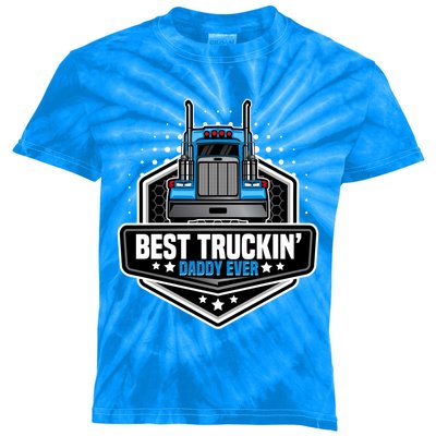 Best Truck Driver Dad Trucker Funny Gift For Dads Semi Truck Rig Gift Kids Tie-Dye T-Shirt