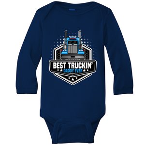 Best Truck Driver Dad Trucker Funny Gift For Dads Semi Truck Rig Gift Baby Long Sleeve Bodysuit