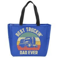 Best Truckin Dad Ever Truck Driver Semi Big Rig Trucker Gift Meaningful Gift Zip Tote Bag