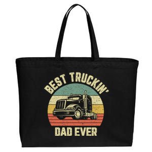 Best Truckin Dad Ever Truck Driver Semi Big Rig Trucker Gift Meaningful Gift Cotton Canvas Jumbo Tote