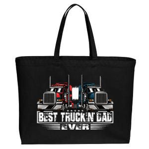 Best Truckin' Dad Ever Truck Driver  Cotton Canvas Jumbo Tote