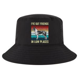 Boston Terrier Dog I've got friends in low places Funny Dog Cool Comfort Performance Bucket Hat