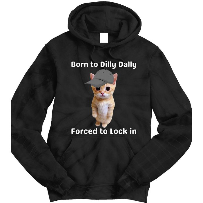 Born To Dilly Dally Forced To Lock In Cat Tie Dye Hoodie