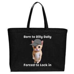 Born To Dilly Dally Forced To Lock In Cat Cotton Canvas Jumbo Tote