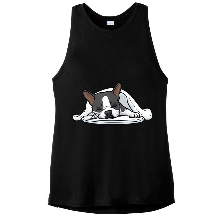 Boston Terrier Dog Sleeping Ladies PosiCharge Tri-Blend Wicking Tank