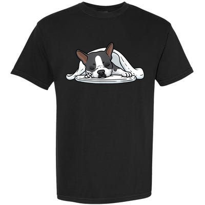 Boston Terrier Dog Sleeping Garment-Dyed Heavyweight T-Shirt
