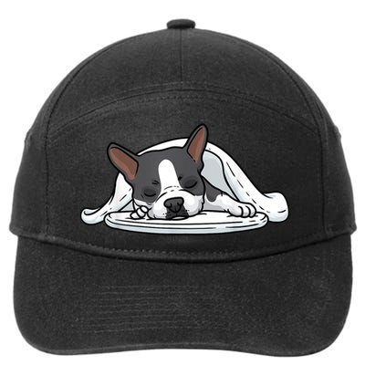 Boston Terrier Dog Sleeping 7-Panel Snapback Hat