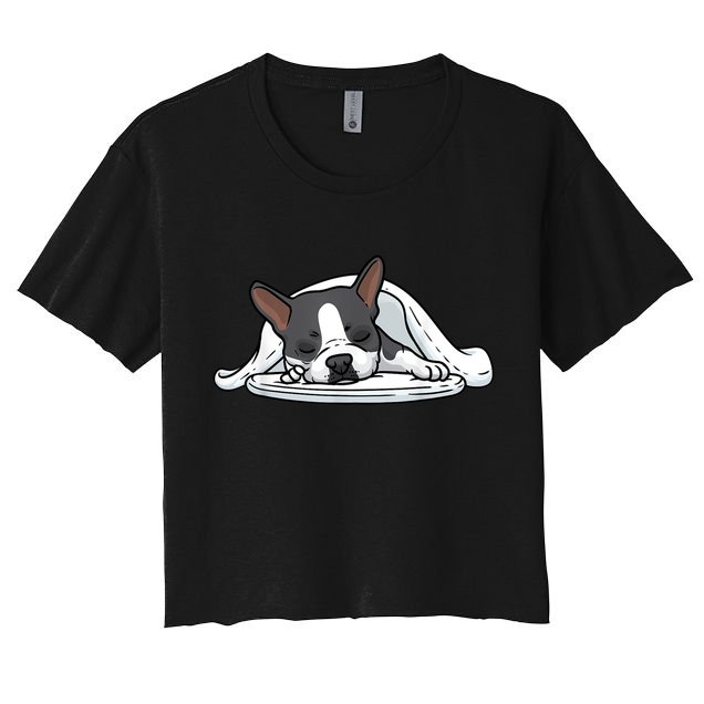 Boston Terrier Dog Sleeping Crop Top