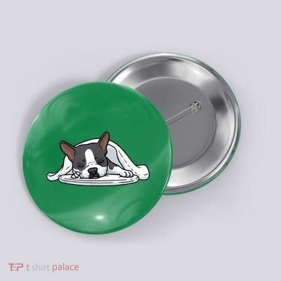 Boston Terrier Dog Sleeping Button