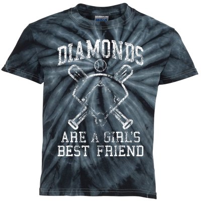 Baseball Tee Diamonds Are A Best Friend Baseball Kids Tie-Dye T-Shirt