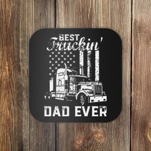 Best Truckin Dad Ever American Flag Fathers Day Coaster